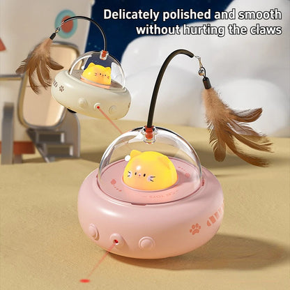 Fun Interactive Laser Cat Toy with Feathers