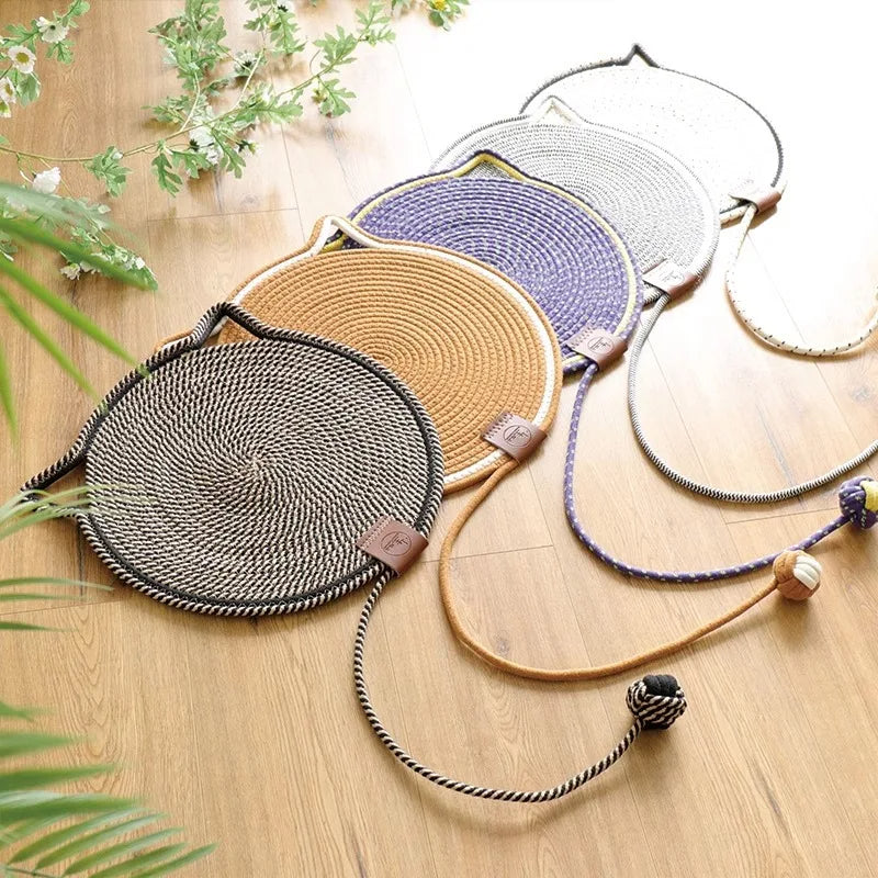 Natural Fiber Cat Scratcher with Toy Ball