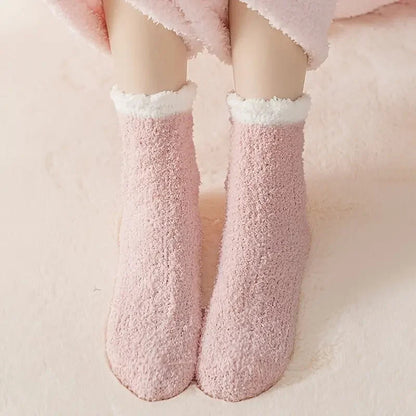 Soft Pink Fuzzy Winter Socks