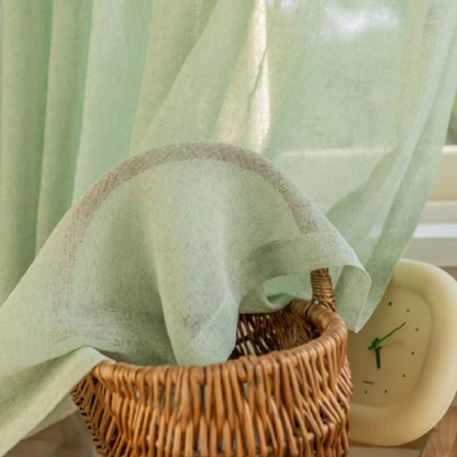 Pastel Green Lightweight Window Curtains