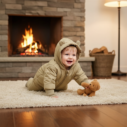Warm Baby Snowsuit with Plush Fleece Lining for Kids