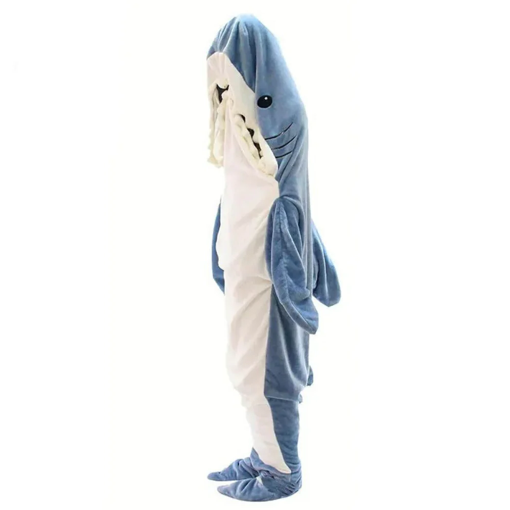Plush Shark Hooded Throw Blanket