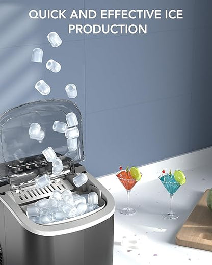 Compact Counter Top Ice Machine with Scoop and Tray