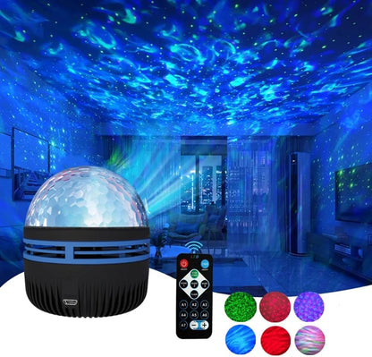 Colorful LED Night Light Star Projector with Sea Waves - Hehif