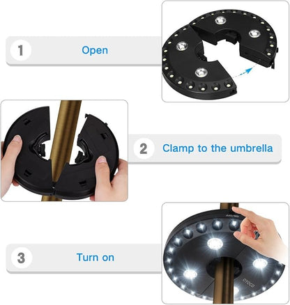 Bright Outdoor Umbrella String Lights with 3 Modes