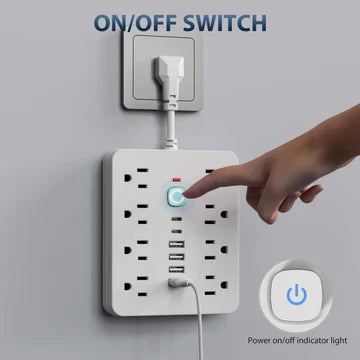 Compact 14-Port Surge Protector Power Strip