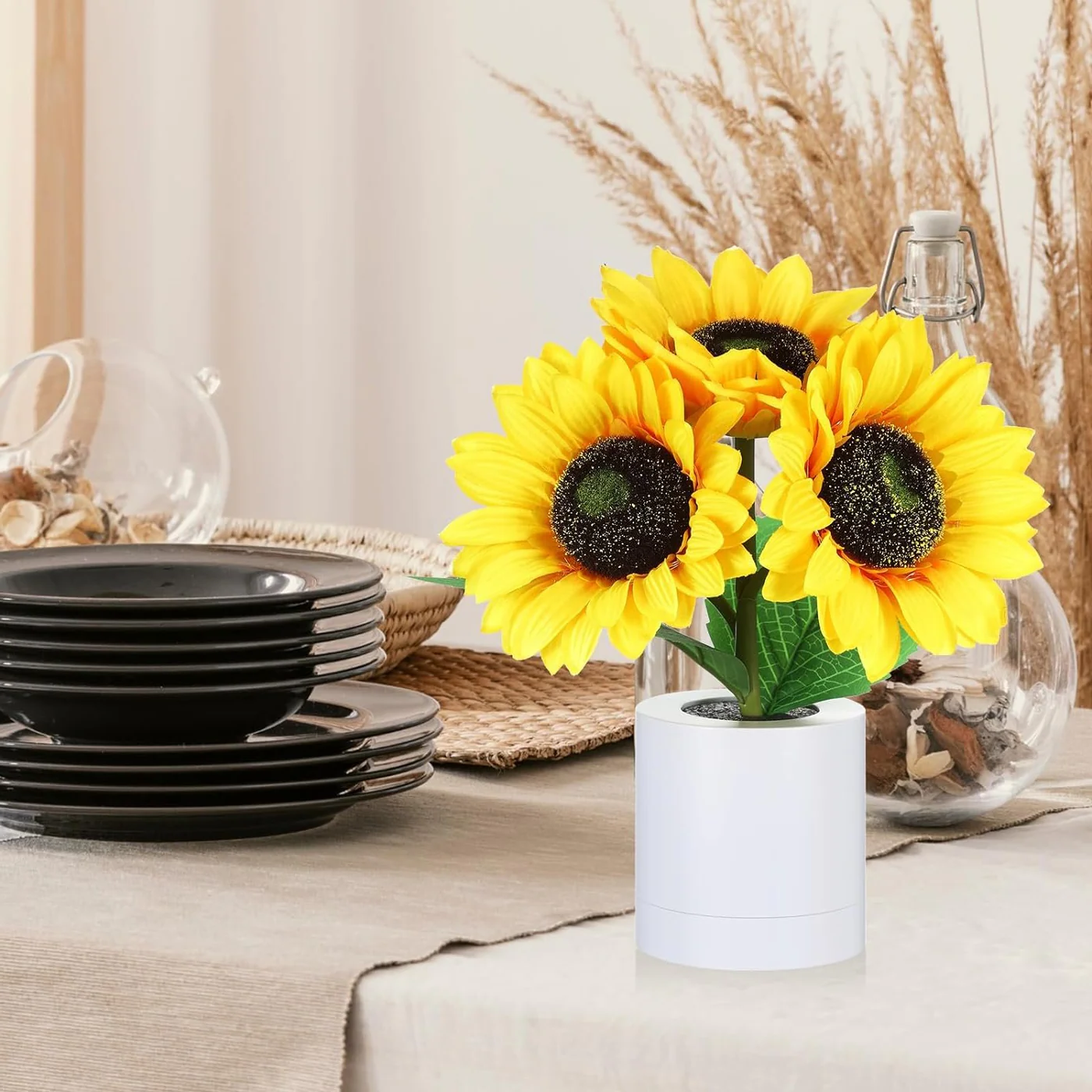 Bright Floral Table Lamp with LED Lights