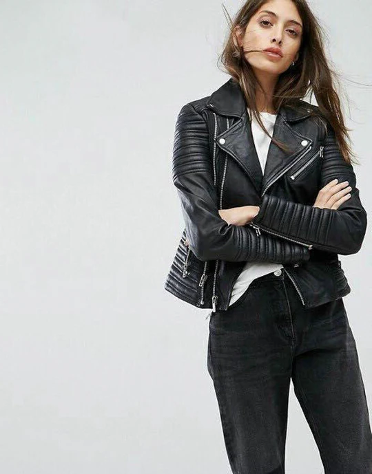 Classic Black Motorcycle Jacket - Hehif