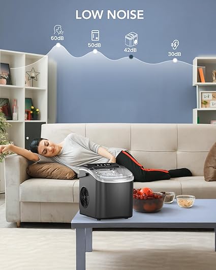 Compact Counter Top Ice Machine with Scoop and Tray