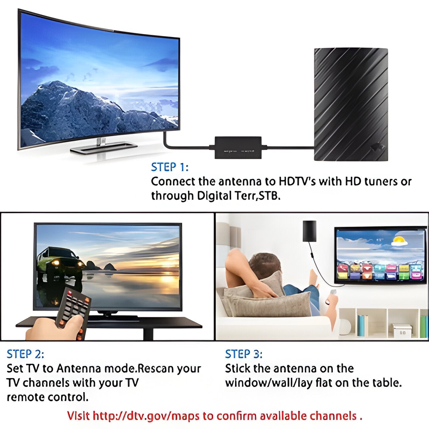 Strong Signal 4K HDTV Indoor Digital TV Antenna