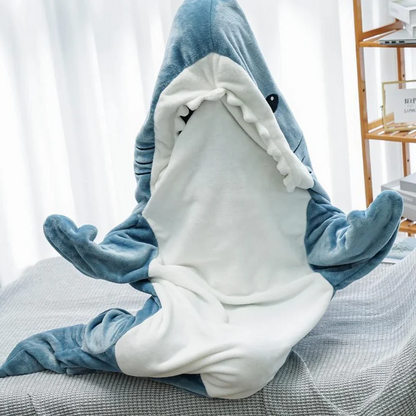 Plush Shark Hooded Throw Blanket