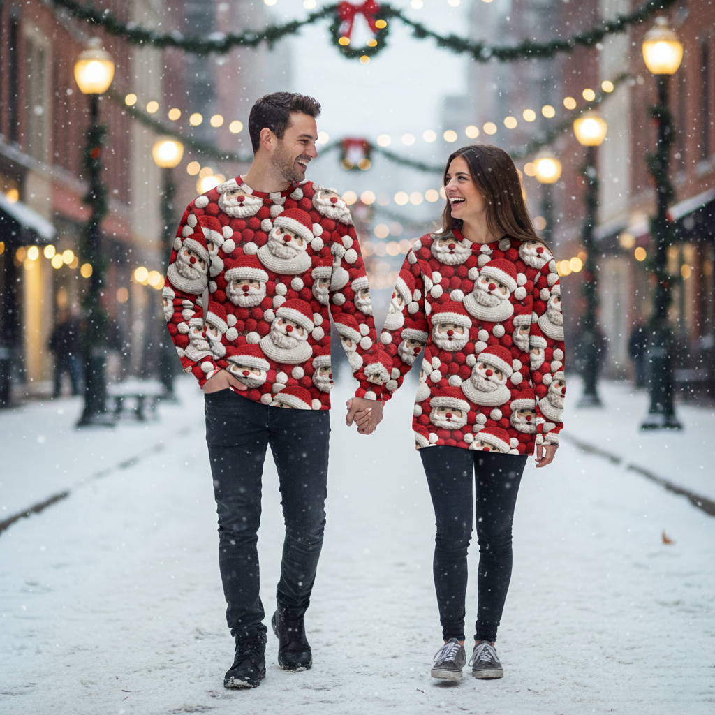 Festive 3D Xmas Tree Graphic Sweatshirt - Hehif