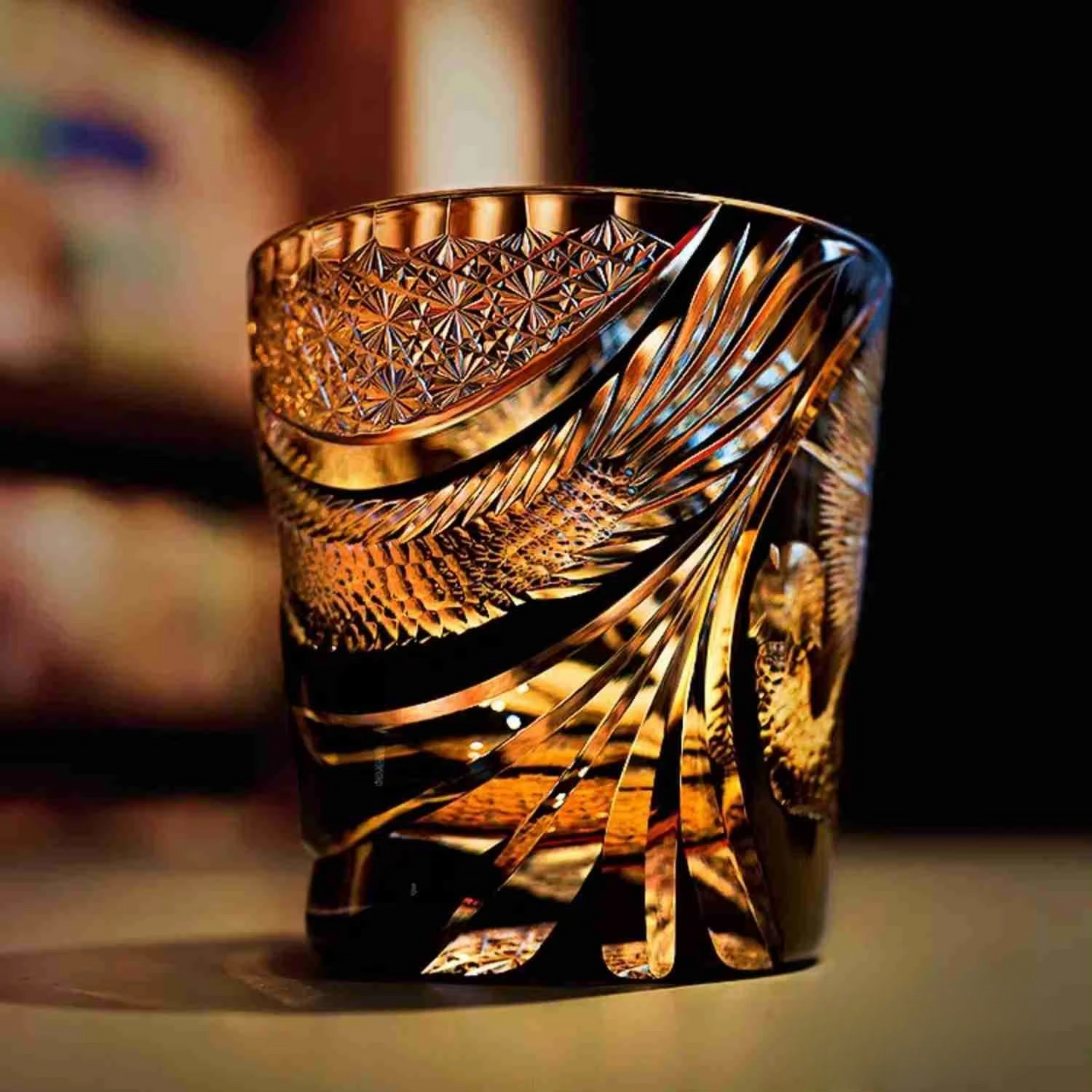 Luxury Cut Crystal Scotch Whisky Glass with Dragon Design