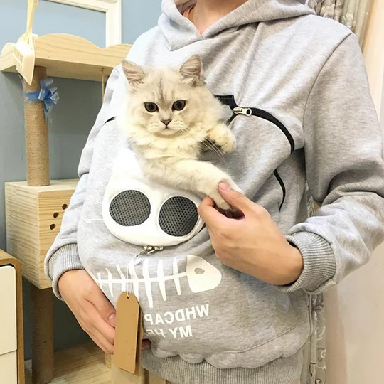 Cozy Cat Hoodie with Pouch - Fun Pet Lover Gift - Hehif