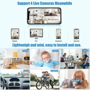Compact Portable Wi-Fi Security Camera with Live Audio Video