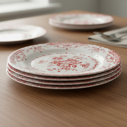 Vintage Scandinavian Floral Design Dinner Plates Set - Hehif