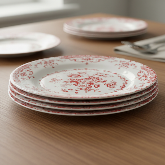Vintage Scandinavian Floral Design Dinner Plates Set - Hehif
