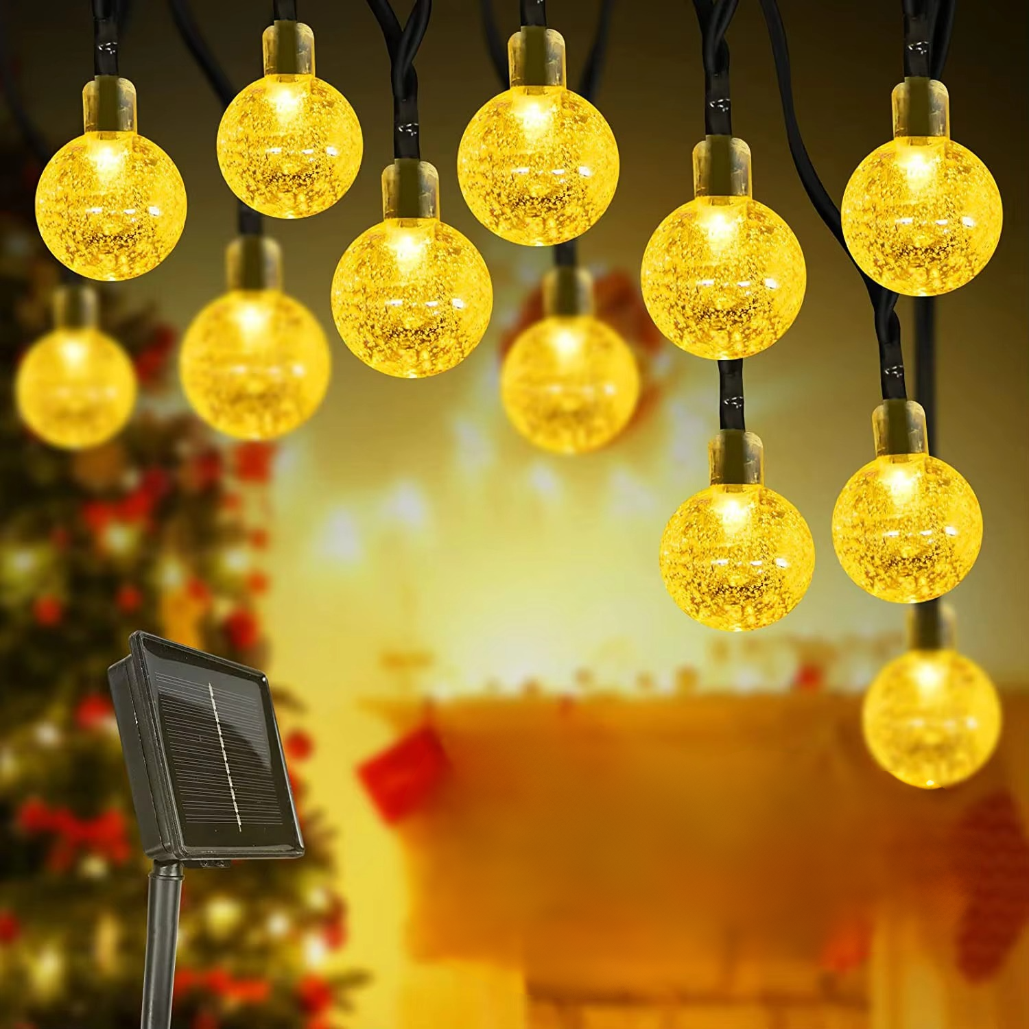 Outdoor Solar String Lights with 200 Warm White LED Bulbs - Hehif
