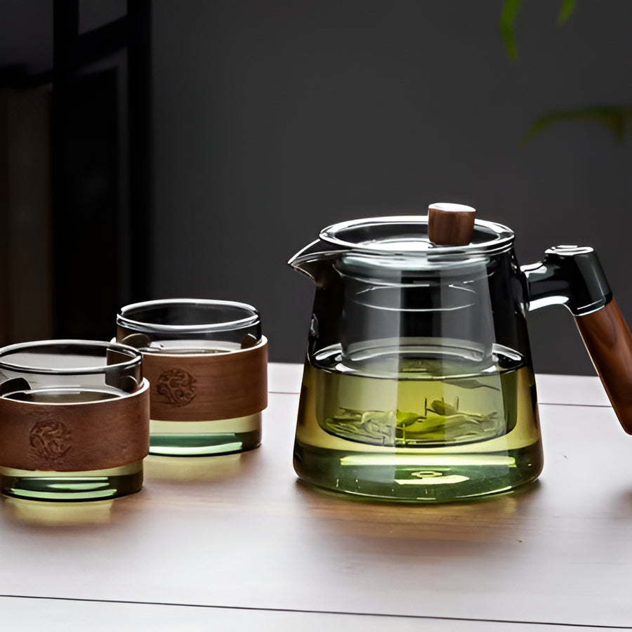 Stylish 20oz Glass Teapot and Cup Set for Home Brew