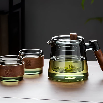 Stylish 20oz Glass Teapot and Cup Set for Home Brew