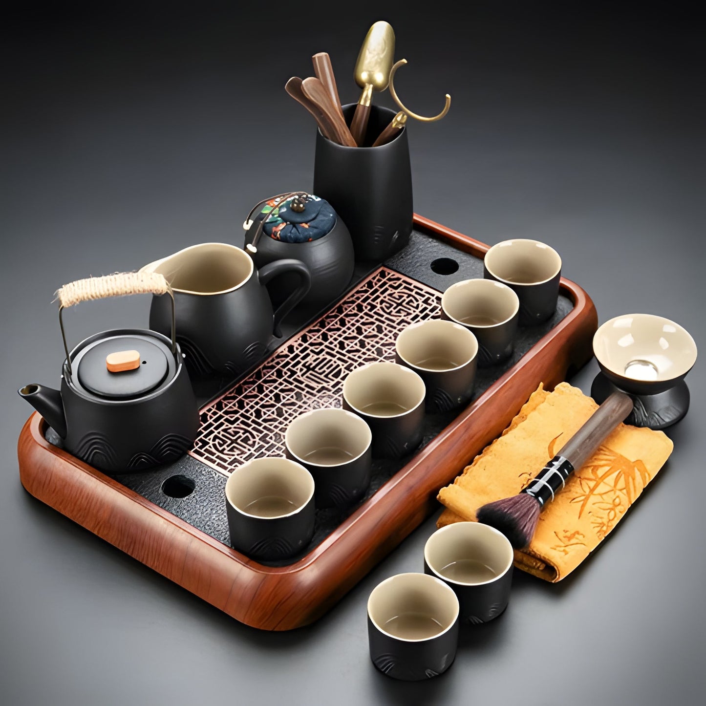 Traditional Chinese Tea Set with Safe Handle Teapot and Cups
