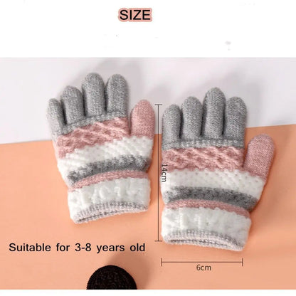 Warm Childrens Knit Gloves for Kids