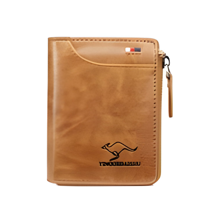 Secure Leather Wallet with Zipper and Multiple Card Slots