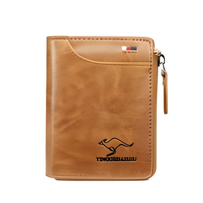 Secure Leather Wallet with Zipper and Multiple Card Slots