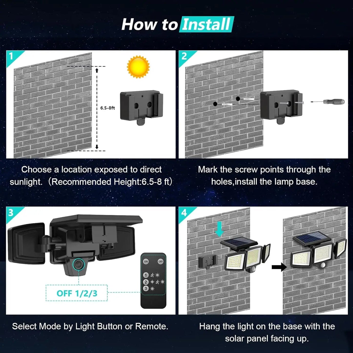 Bright Solar Powered Motion Sensor Outdoor Lights