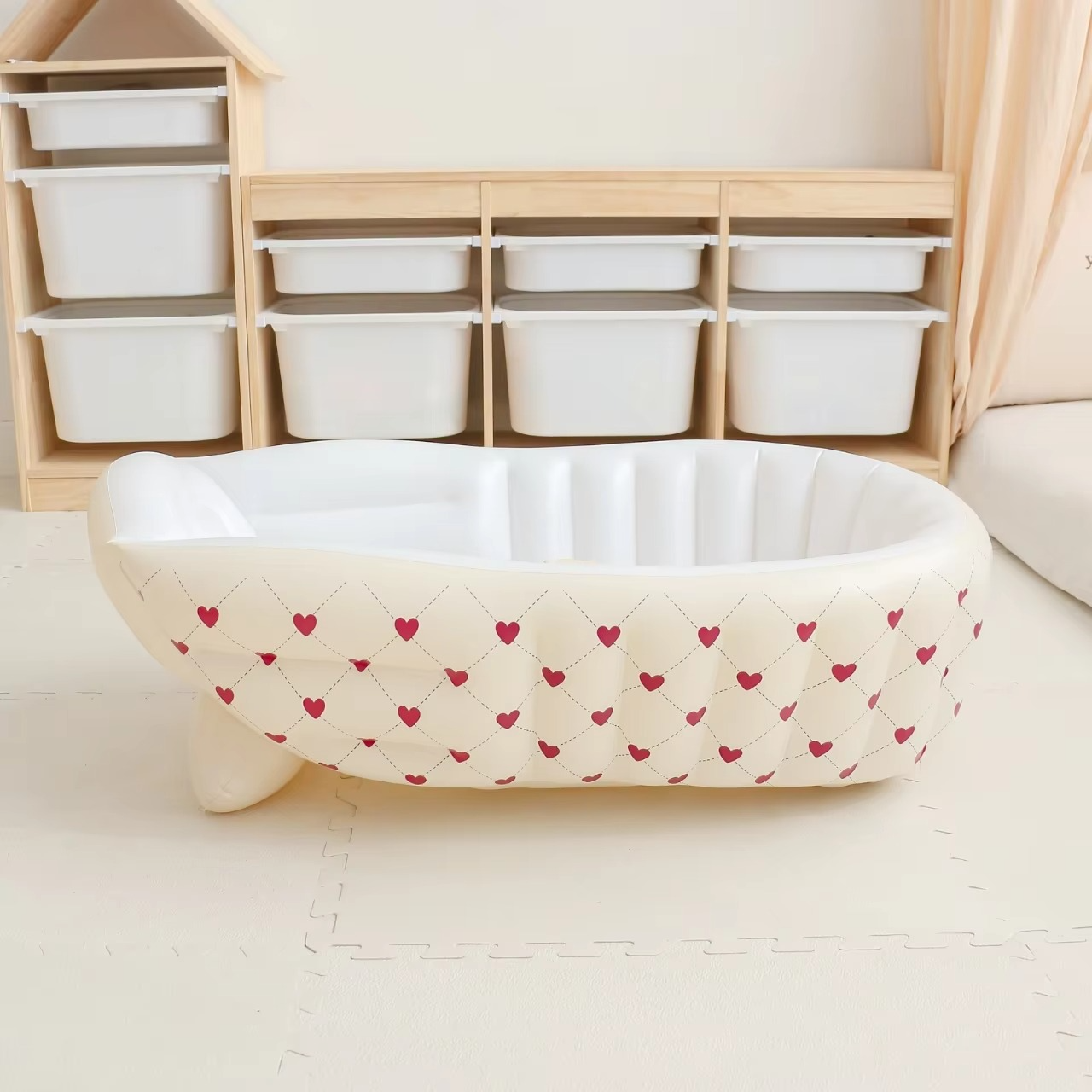 Portable Baby Bath Tub with Comfort Backrest and Air Pump