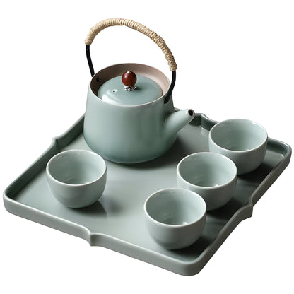 Delicate Chinese Tea Set with Teapot and Cups