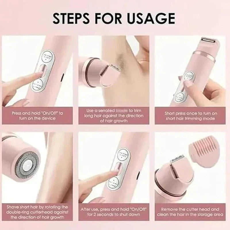 Rechargeable Lady Shaver with Built-in Trimmer