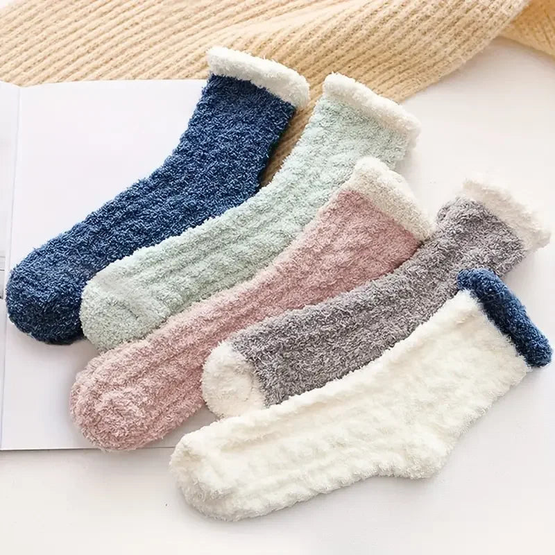 Soft Pink Fuzzy Winter Socks
