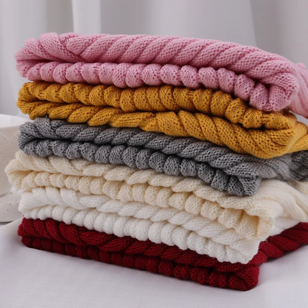 Soft Cable Knit Scarf Neck Warmer