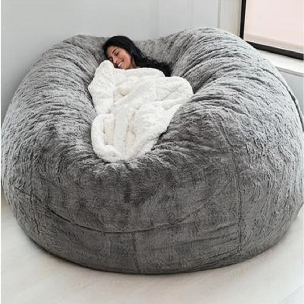 Large Plush Faux Fur Bean Bag Chair Cover