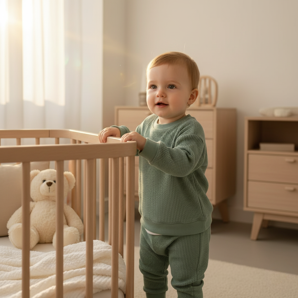 Soft Baby Boy Waffle Cotton Sweat Suit Set - Hehif