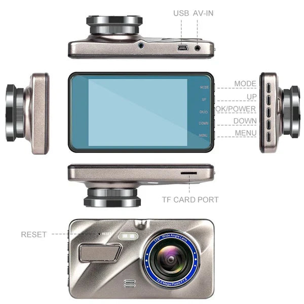 HD Car Dashboard Camera with Night Vision and Rear View