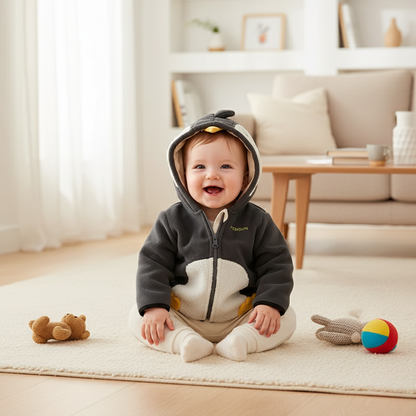 Warm Kids Fleece Hoodie with Fun Dino Print