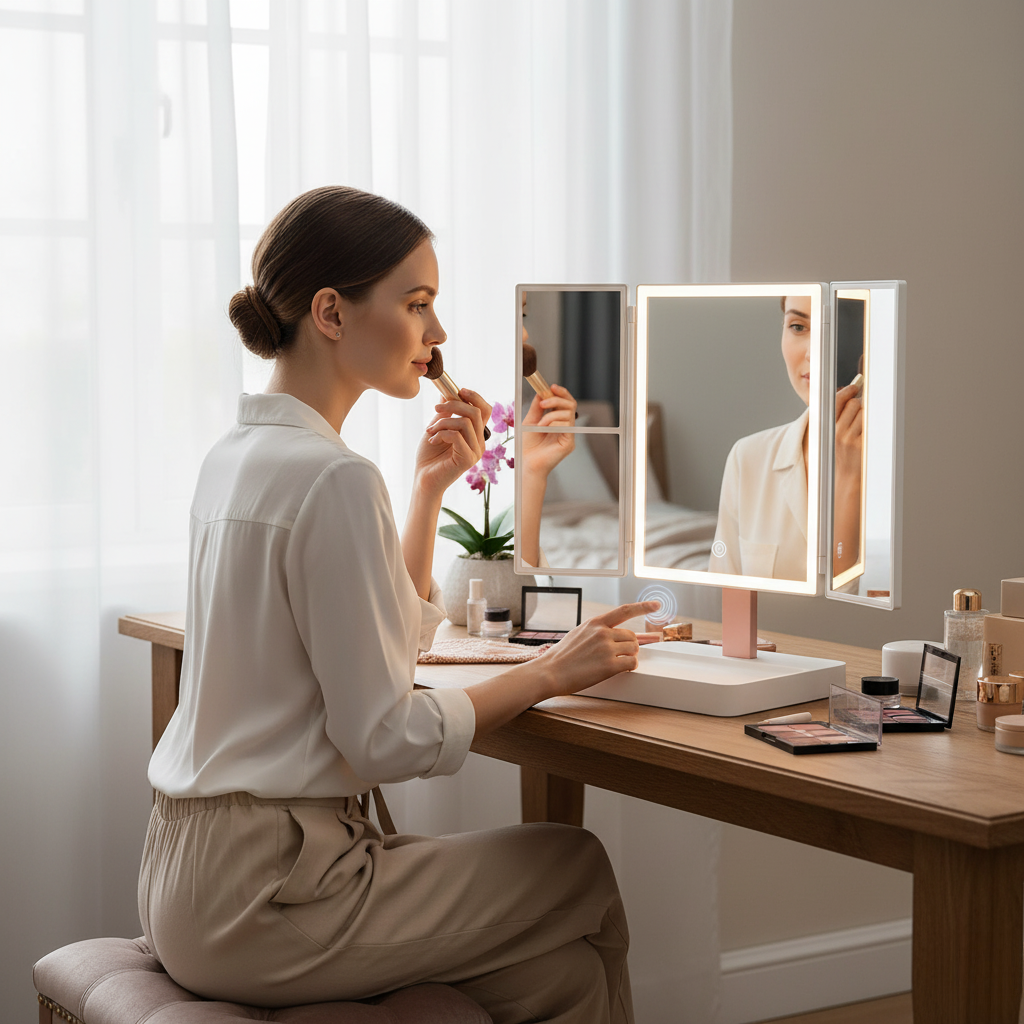Bright Folding Vanity Mirror with LED Lights