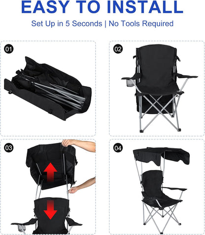 Folding Outdoor Recliner Chair with Shade and Drink Holder