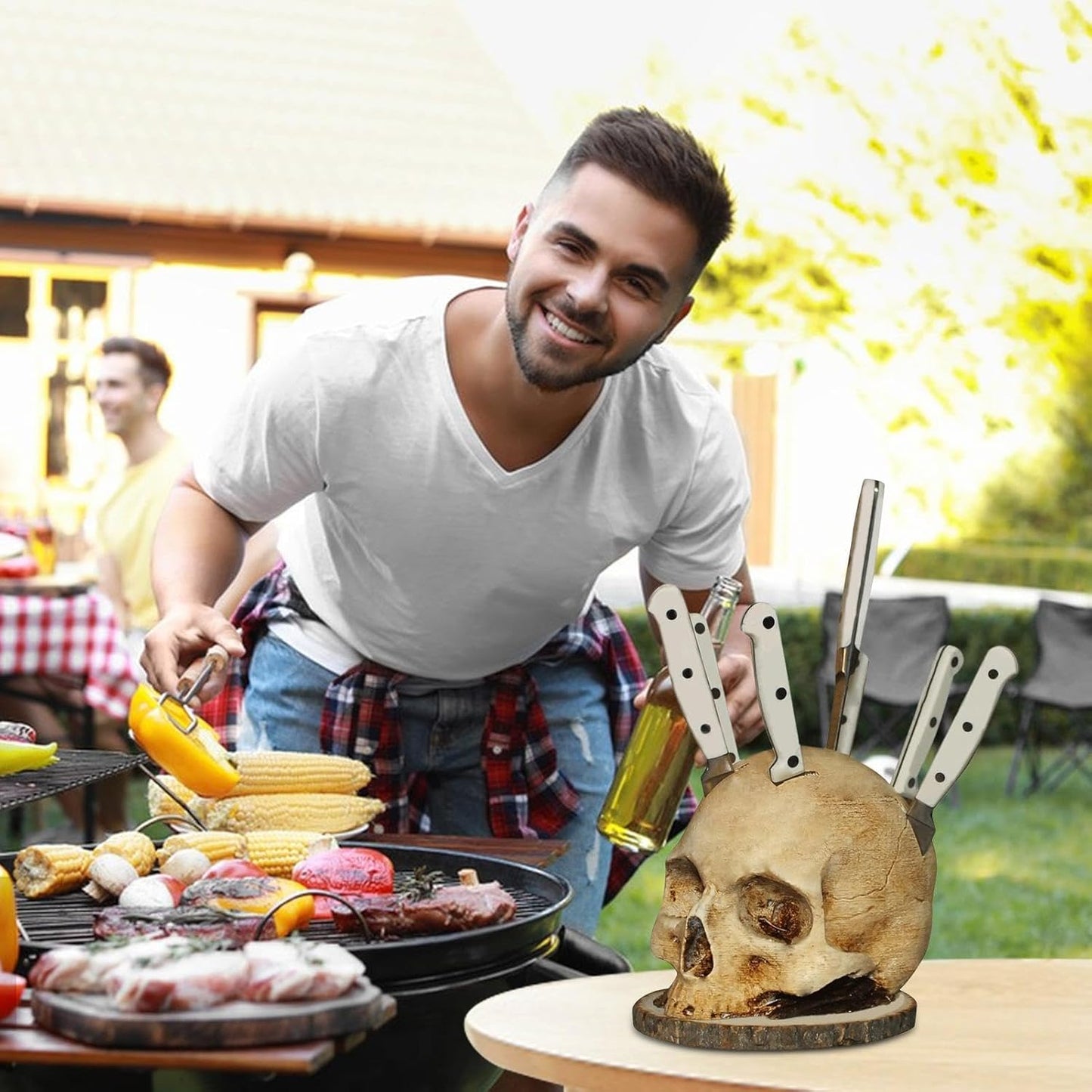 Dark Skull Kitchen Stand - Stylish Resin Utensil Holder
