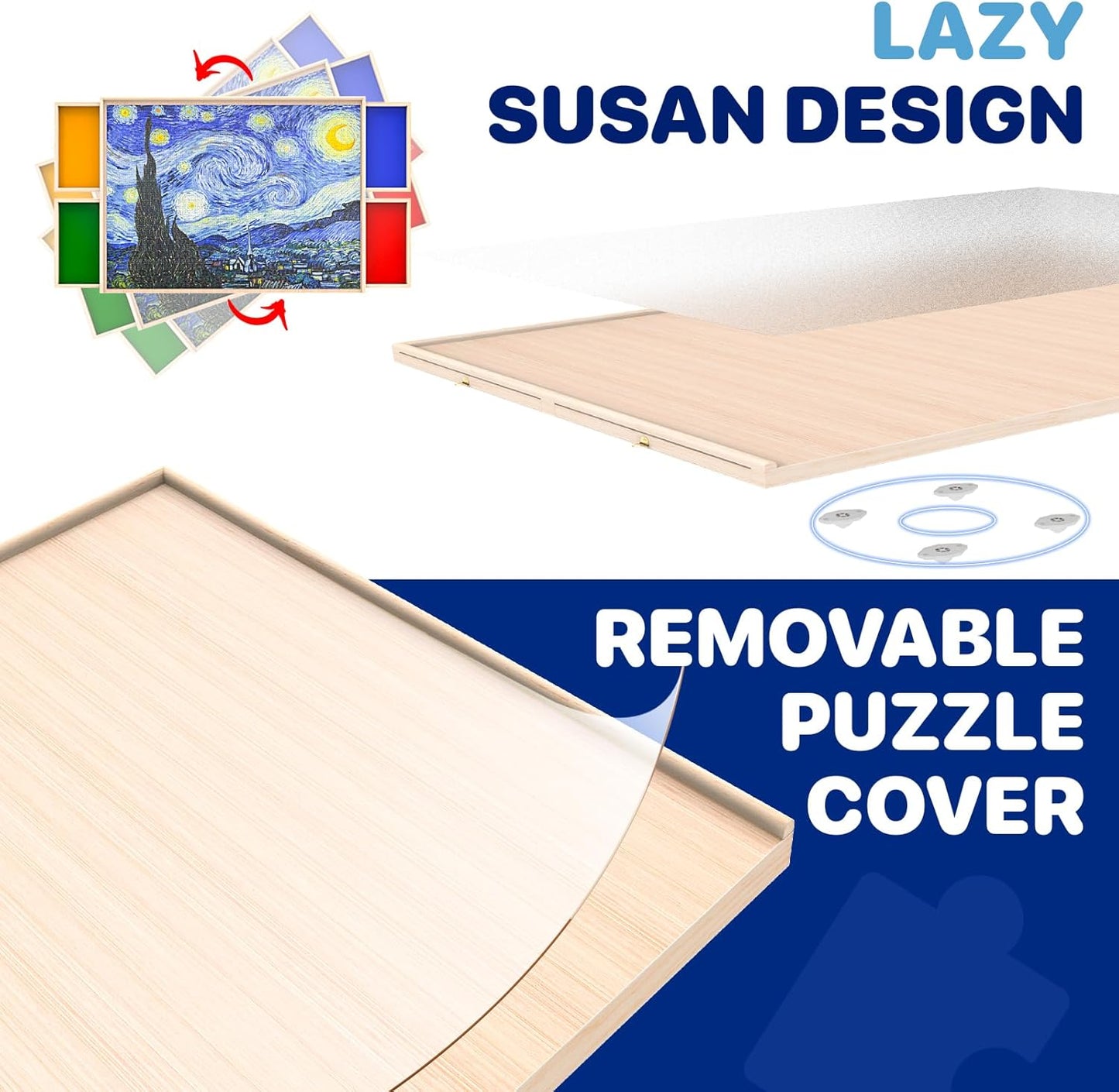 Large Wooden Puzzle Table with Storage and Lid