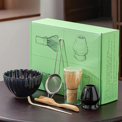 Traditional Green Tea Set with Whisk and Bowl
