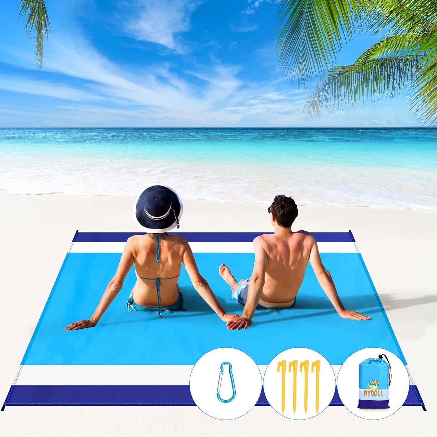 Large Water Resistant Beach Mat for 1-7 People