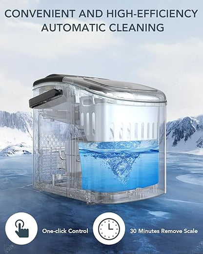 Compact Counter Top Ice Machine with Scoop and Tray