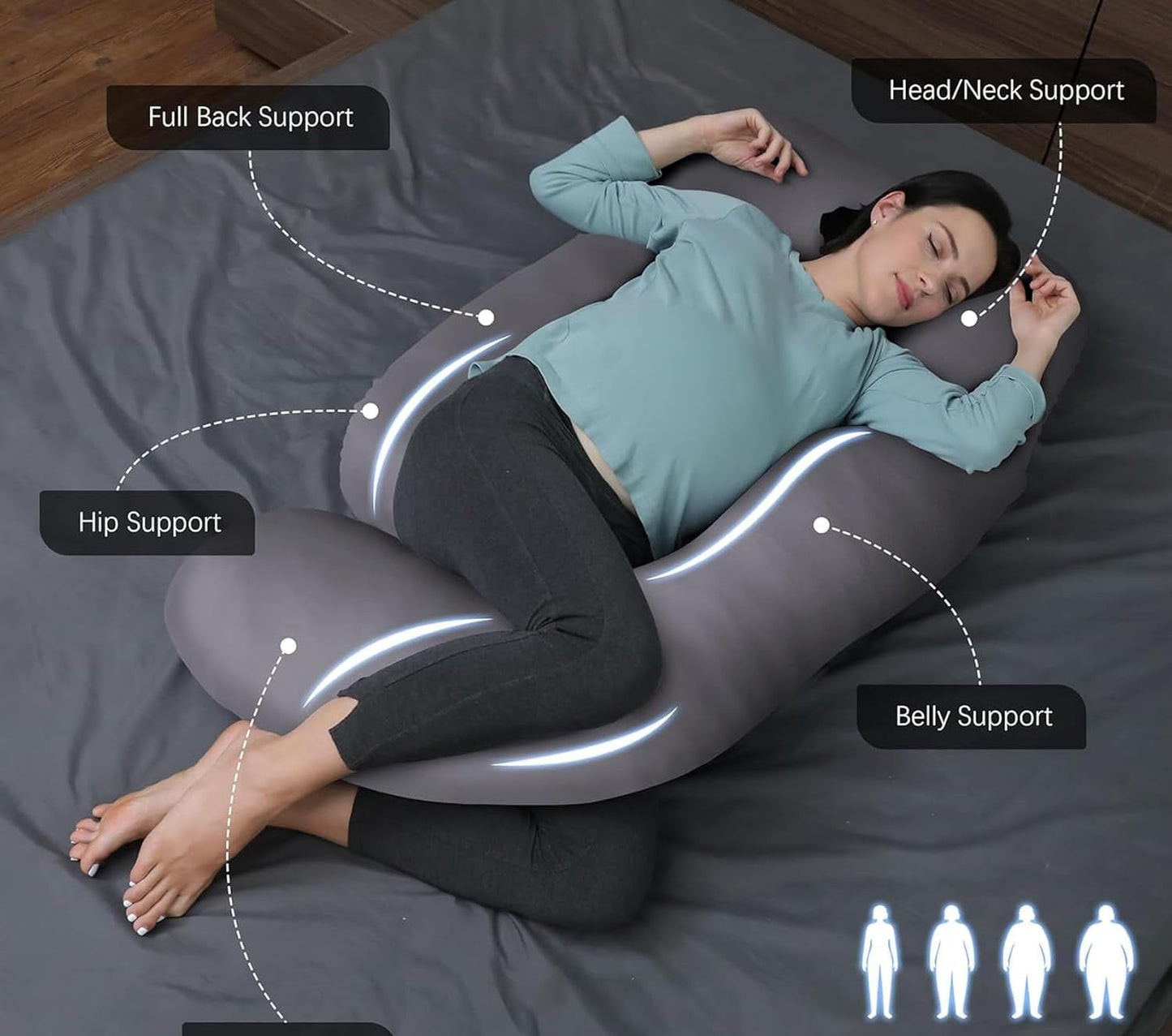 Contoured Full Body Pillow for Side Sleeping Support
