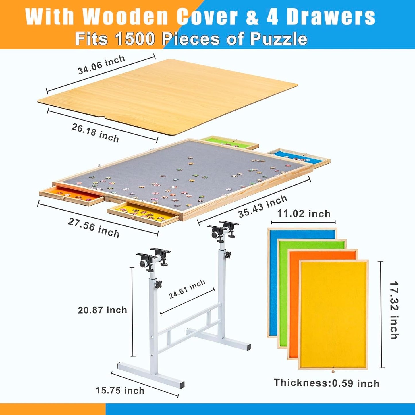 Large Jigsaw Puzzle Desk with Storage for 1500 Pieces