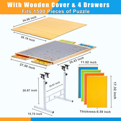 Large Jigsaw Puzzle Desk with Storage for 1500 Pieces
