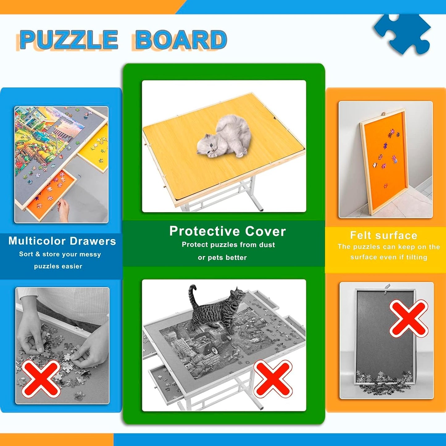 Large Jigsaw Puzzle Desk with Storage for 1500 Pieces