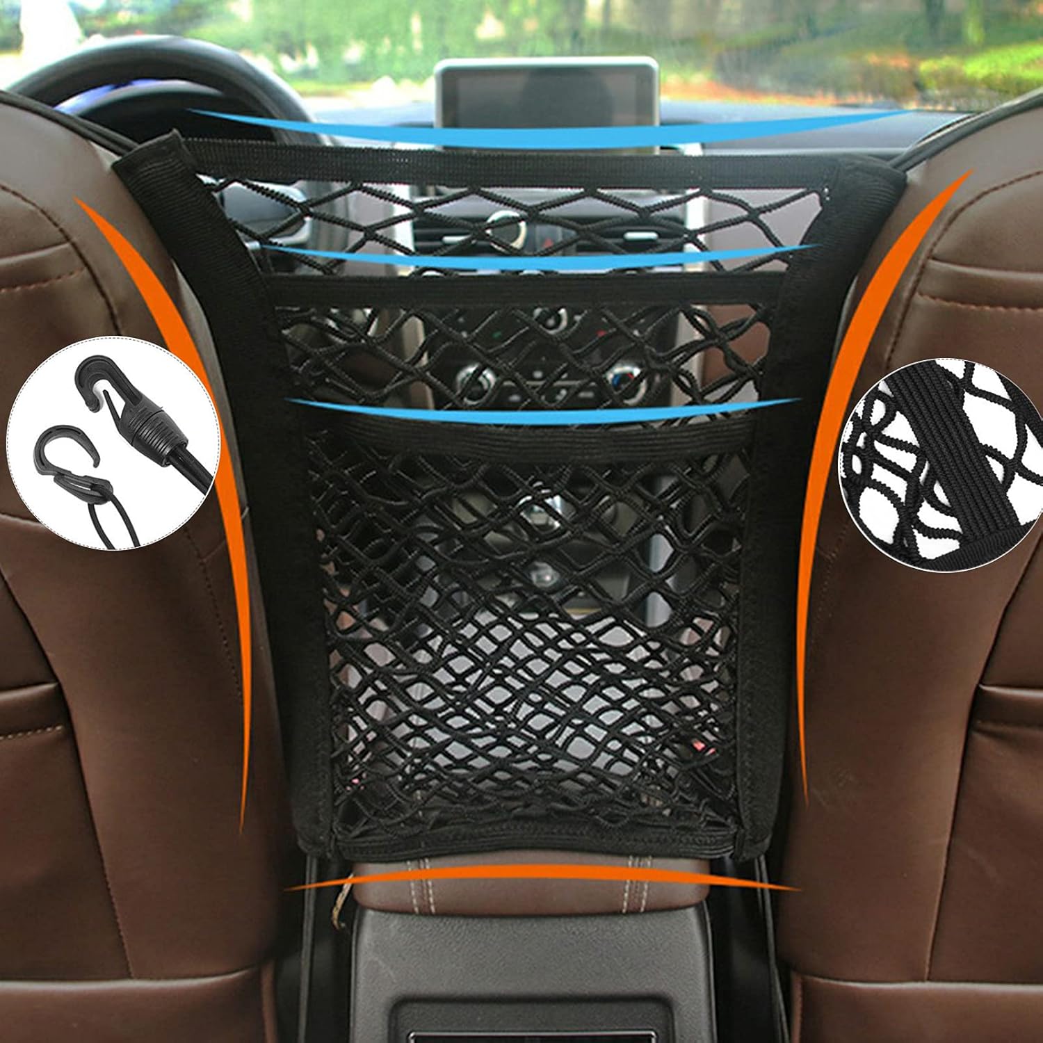 Flexible Auto Seat Organizer and Pet Net Barrier - Hehif
